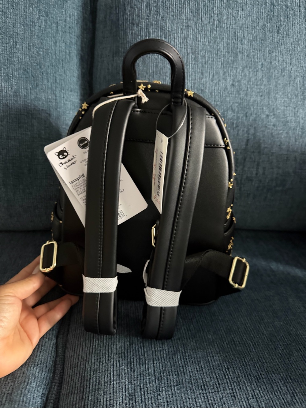 Loungefly Black Cat Mini Backpack with Gold Star Accents - Picture 2 of 2